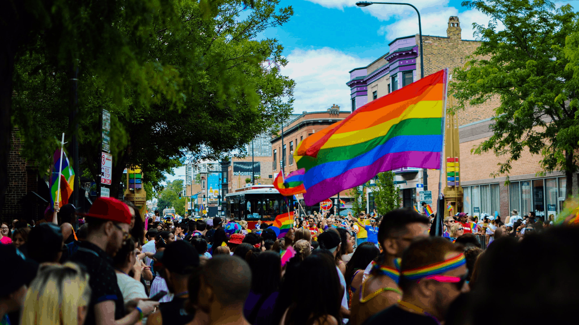 crowd at pride parade 