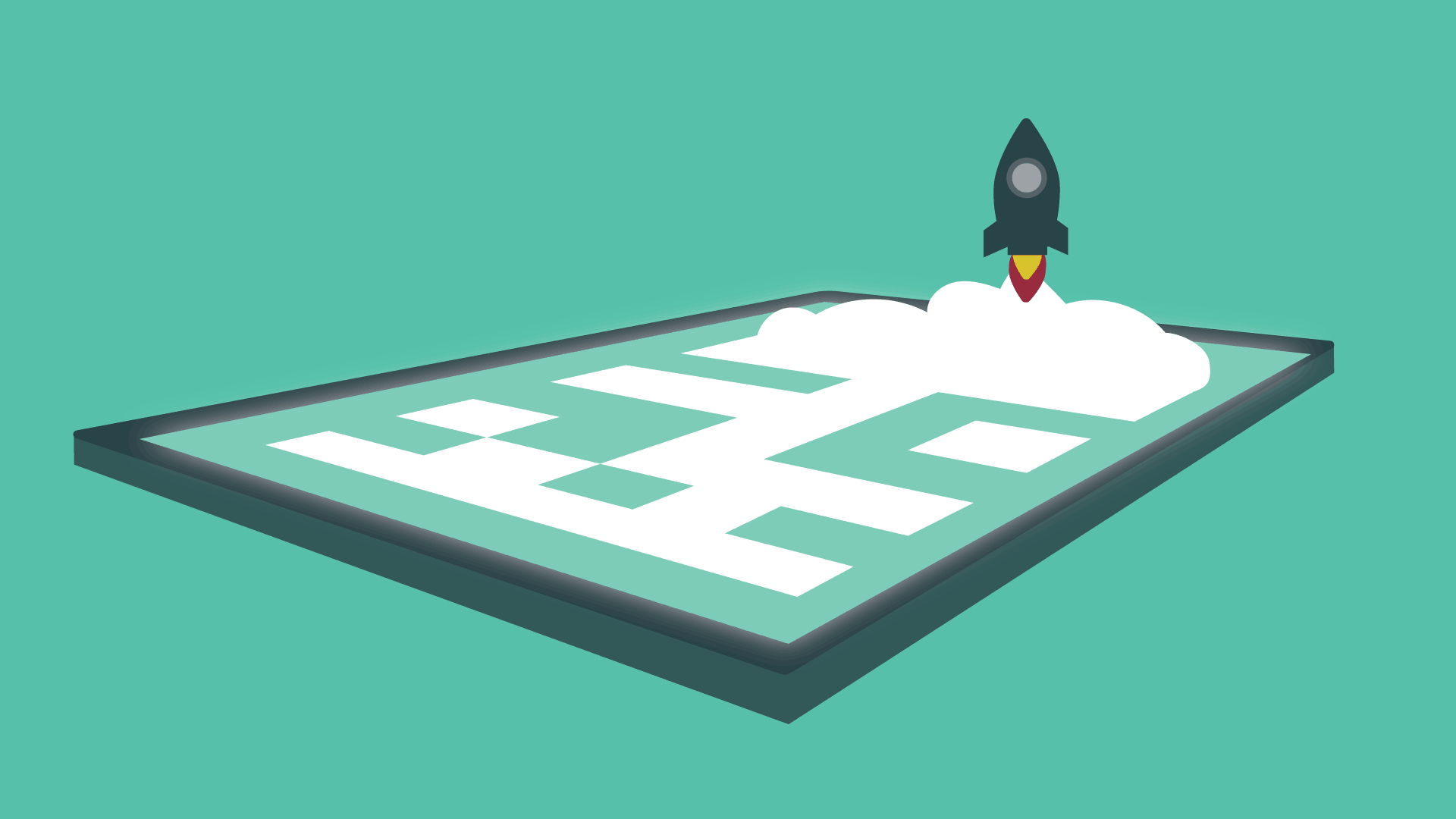 Gamification path board with rocket launching